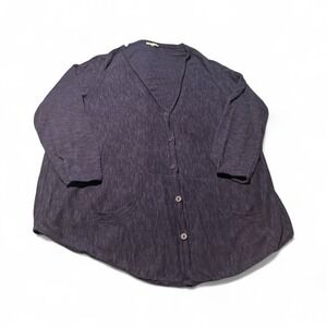 Eileen Fisher Womens Organic Linen & Cotton V Neck Navy Cardigan Sz 3X L69705